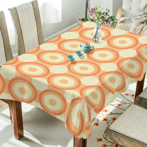 Yayeee Tablecloths 54" x 54" Rectangle Wrinkle Resistant Party Table Cover, Orange Circle
