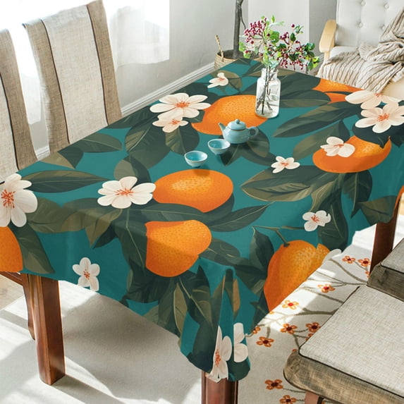 Yayeee Tablecloths 54" x 54" Rectangle Wrinkle Resistant Party Table Cover, Orange Leaves