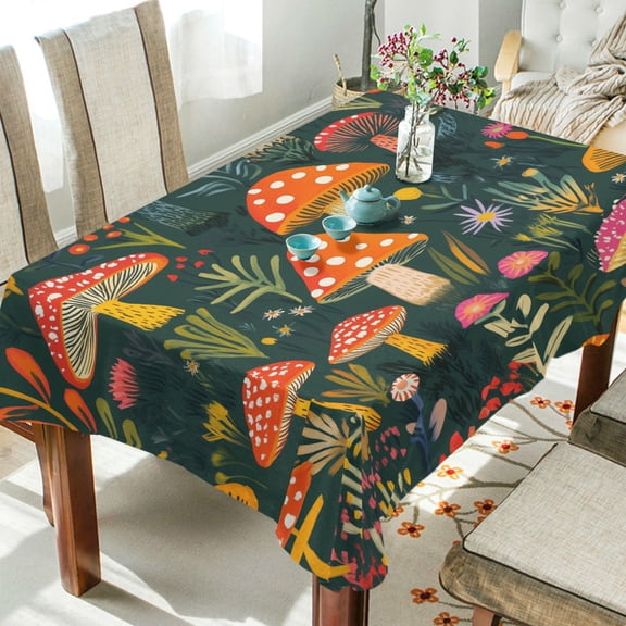 Yayeee Tablecloths 54" x 54" Rectangle Wrinkle Resistant Party Table Cover, Orange Mushroom