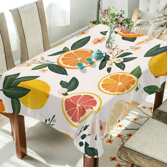Yayeee Tablecloths 54" x 54" Rectangle Wrinkle Resistant Party Table Cover, Orange Slices