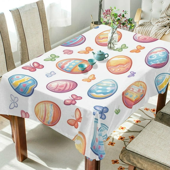 Yayeee Tablecloths 54" x 54" Rectangle Wrinkle Resistant Party Table Cover, Pastel Easter Pattern