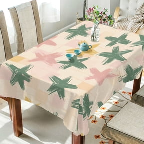 Yayeee Tablecloths 54" x 54" Rectangle Wrinkle Resistant Party Table Cover, Pastel Pink Stars