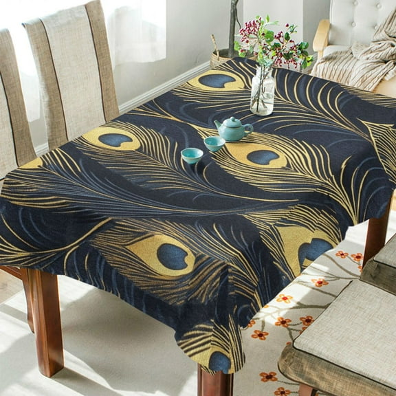 Yayeee Tablecloths 54" x 54" Rectangle Wrinkle Resistant Party Table Cover, Peacock Feathers Pattern
