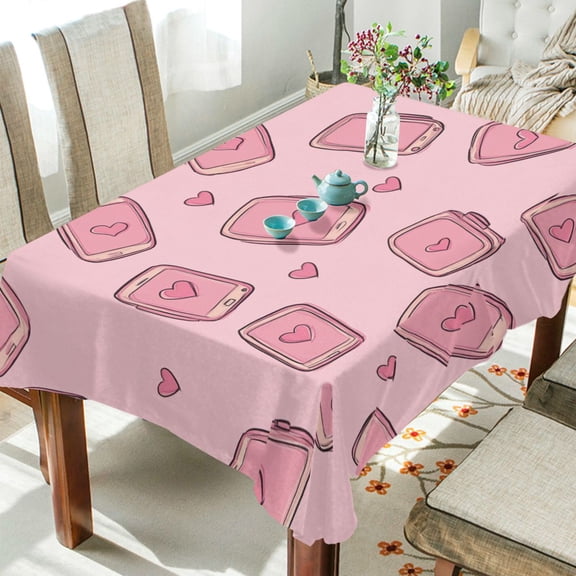 Yayeee Tablecloths 54" x 54" Rectangle Wrinkle Resistant Party Table Cover, Phones and Hearts