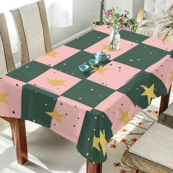 Yayeee Tablecloths 54" x 54" Rectangle Wrinkle Resistant Party Table Cover, Pink Abstract