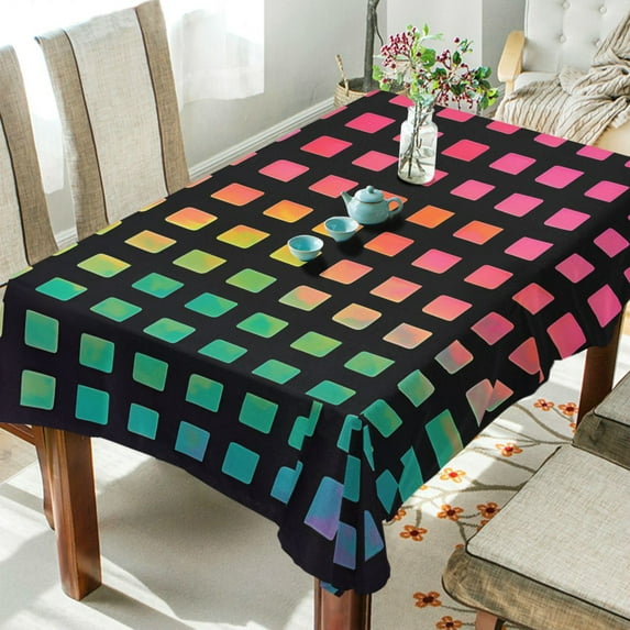 Yayeee Tablecloths 54" x 54" Rectangle Wrinkle Resistant Party Table Cover, Pink Block Pattern