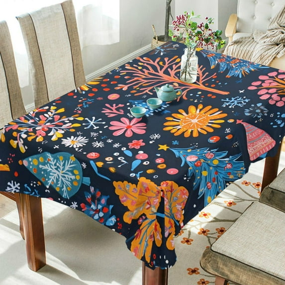 Yayeee Tablecloths 54" x 54" Rectangle Wrinkle Resistant Party Table Cover, Pink Christmas Splendor