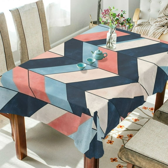 Yayeee Tablecloths 54" x 54" Rectangle Wrinkle Resistant Party Table Cover, Pink Geometric