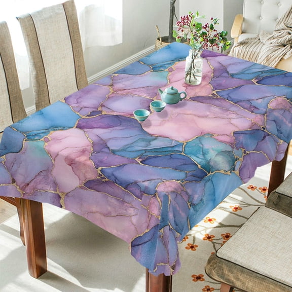 Yayeee Tablecloths 54" x 54" Rectangle Wrinkle Resistant Party Table Cover, Pink Marble Pattern
