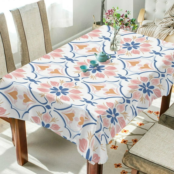 Yayeee Tablecloths 54" x 54" Rectangle Wrinkle Resistant Party Table Cover, Pink Mosaic Pattern
