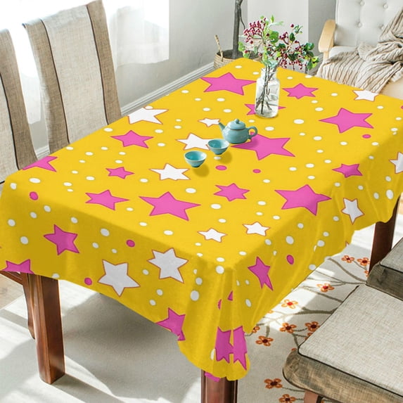 Yayeee Tablecloths 54" x 54" Rectangle Wrinkle Resistant Party Table Cover, Pink Stars
