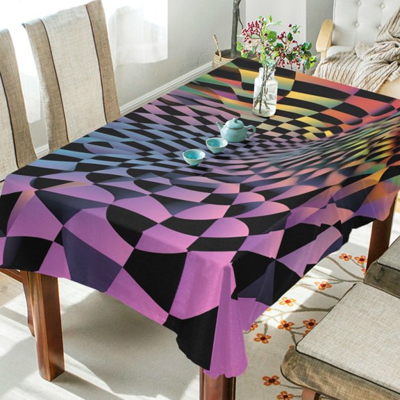Yayeee Tablecloths 54" x 54" Rectangle Wrinkle Resistant Party Table Cover, Pink Wavy Plaid