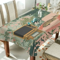 Yayeee Tablecloths 54" x 54" Rectangle Wrinkle Resistant Party Table Cover, Pink and Green Cat