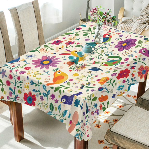 Yayeee Tablecloths 54" x 54" Rectangle Wrinkle Resistant Party Table Cover, Purple Cartoon Animals
