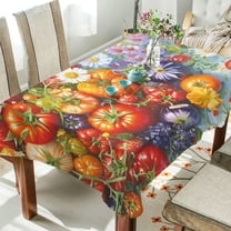 Yayeee Tablecloths 54" x 54" Rectangle Wrinkle Resistant Party Table Cover, Purple Floral Tomatoes