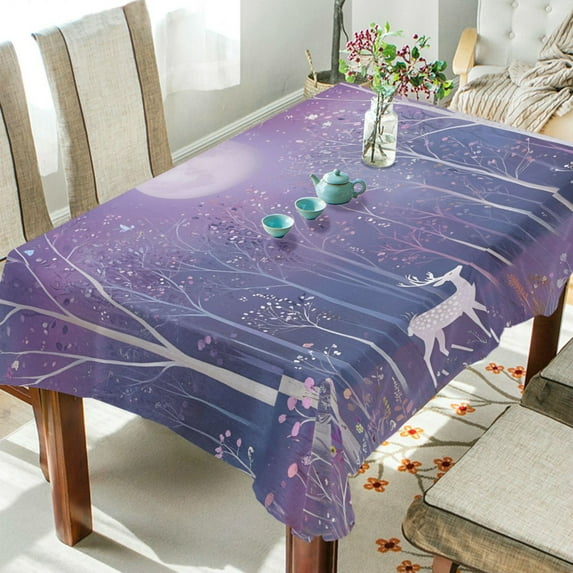 Yayeee Tablecloths 54" x 54" Rectangle Wrinkle Resistant Party Table Cover, Purple Forest