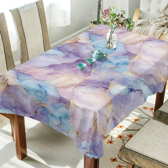 Yayeee Tablecloths 54" x 54" Rectangle Wrinkle Resistant Party Table Cover, Purple Marble Pattern