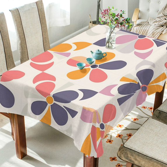 Yayeee Tablecloths 54" x 54" Rectangle Wrinkle Resistant Party Table Cover, Purple Retro Flower