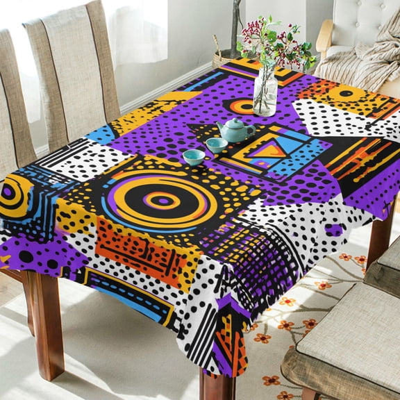 Yayeee Tablecloths 54" x 54" Rectangle Wrinkle Resistant Party Table Cover, Purple Simple Triangles