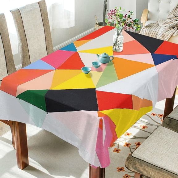 Yayeee Tablecloths 54" x 54" Rectangle Wrinkle Resistant Party Table Cover, Purple Triangles