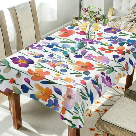 Yayeee Tablecloths 54" x 54" Rectangle Wrinkle Resistant Party Table Cover, Purple Wildflower Pattern
