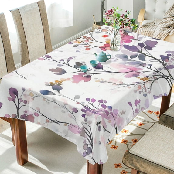 Yayeee Tablecloths 54" x 54" Rectangle Wrinkle Resistant Party Table Cover, Purple Wildflowers