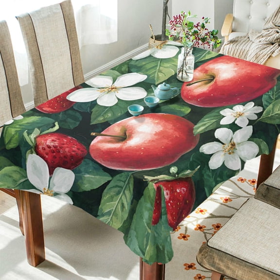 Yayeee Tablecloths 54" x 54" Rectangle Wrinkle Resistant Party Table Cover, Red Apple Pattern