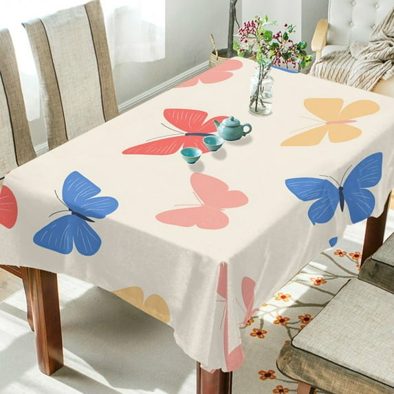Yayeee Tablecloths 54" x 54" Rectangle Wrinkle Resistant Party Table Cover, Red Butterflies