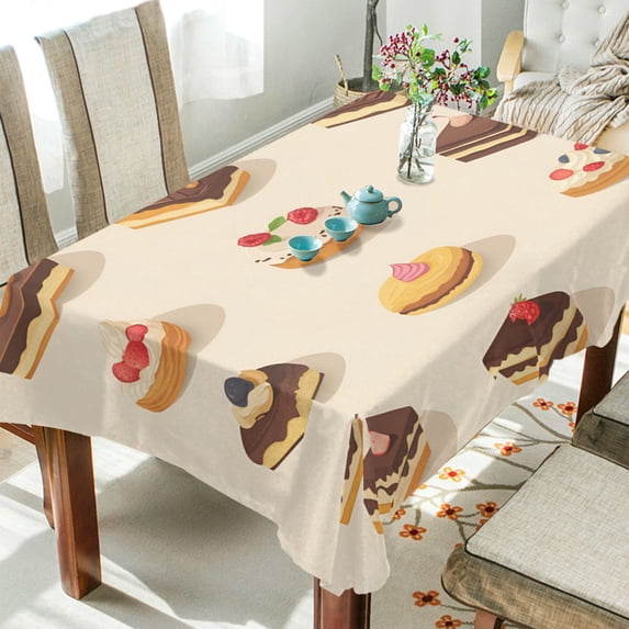 Yayeee Tablecloths 54" x 54" Rectangle Wrinkle Resistant Party Table Cover, Red Cakes