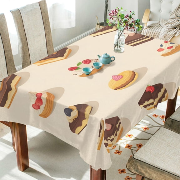 Yayeee Tablecloths 54" x 54" Rectangle Wrinkle Resistant Party Table Cover, Red Cakes