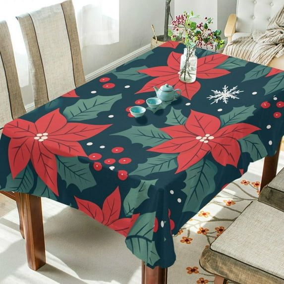 Yayeee Tablecloths 54" x 54" Rectangle Wrinkle Resistant Party Table Cover, Red Christmas Leaves