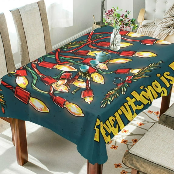 Yayeee Tablecloths 54" x 54" Rectangle Wrinkle Resistant Party Table Cover, Red Christmas Light
