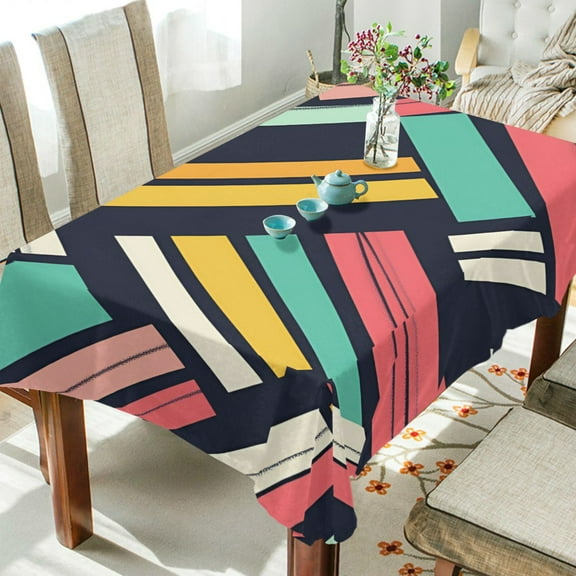 Yayeee Tablecloths 54" x 54" Rectangle Wrinkle Resistant Party Table Cover, Red Geometric