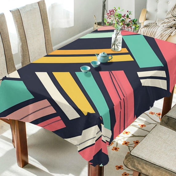 Yayeee Tablecloths 54" x 54" Rectangle Wrinkle Resistant Party Table Cover, Red Geometric