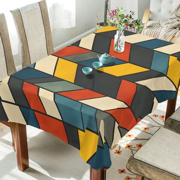 Yayeee Tablecloths 54" x 54" Rectangle Wrinkle Resistant Party Table Cover, Red Geometric