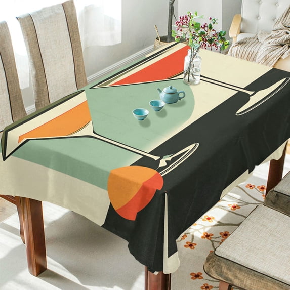 Yayeee Tablecloths 54" x 54" Rectangle Wrinkle Resistant Party Table Cover, Red Glasses