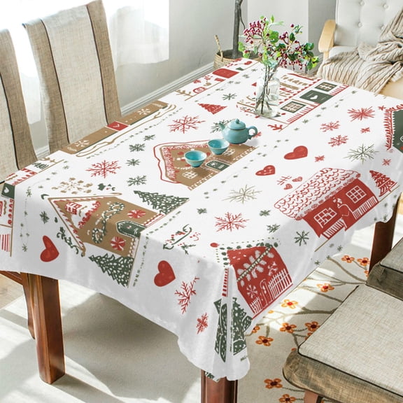Yayeee Tablecloths 54" x 54" Rectangle Wrinkle Resistant Party Table Cover, Red Nordic Christmas House
