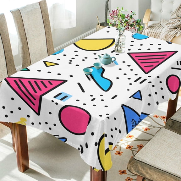 Yayeee Tablecloths 54" x 54" Rectangle Wrinkle Resistant Party Table Cover, Red Retro Pattern