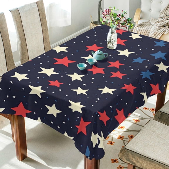 Yayeee Tablecloths 54" x 54" Rectangle Wrinkle Resistant Party Table Cover, Red Starry Pattern