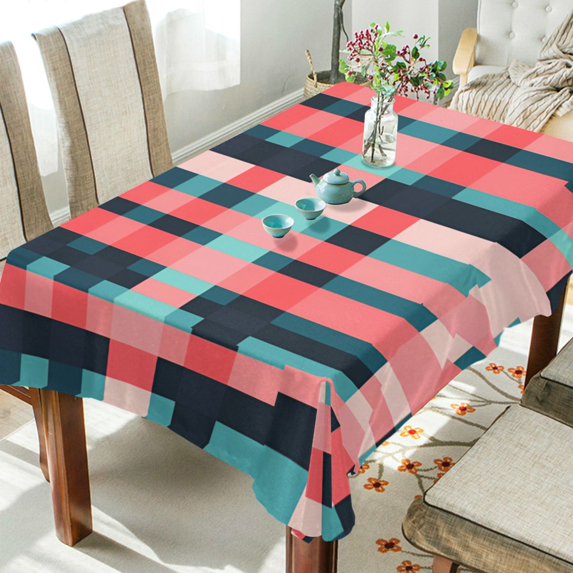 Yayeee Tablecloths 54" x 54" Rectangle Wrinkle Resistant Party Table Cover, Red Teal Stripes
