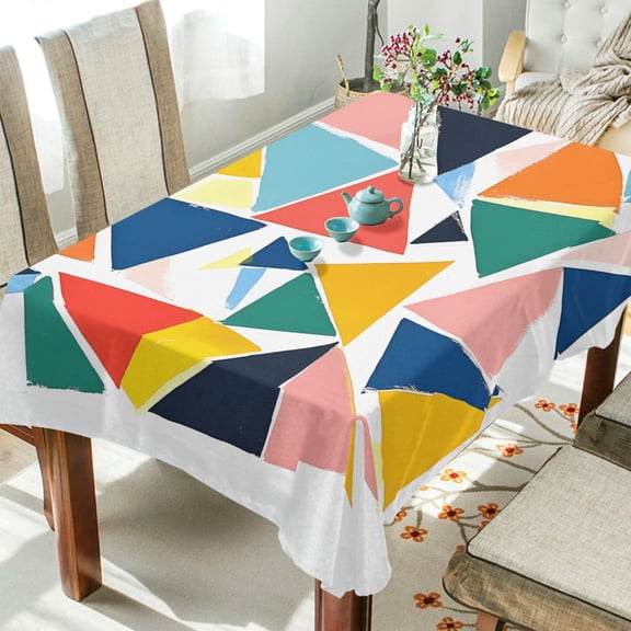 Yayeee Tablecloths 54" x 54" Rectangle Wrinkle Resistant Party Table Cover, Red Triangles