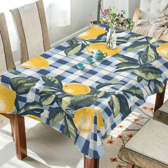 Yayeee Tablecloths 54" x 54" Rectangle Wrinkle Resistant Party Table Cover, Retro Beige Lemon