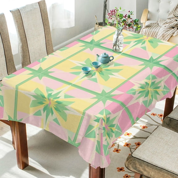 Yayeee Tablecloths 54" x 54" Rectangle Wrinkle Resistant Party Table Cover, Retro Beige Stars