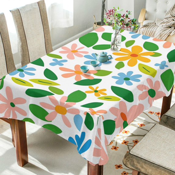Yayeee Tablecloths 54" x 54" Rectangle Wrinkle Resistant Party Table Cover, Retro Blue Floral