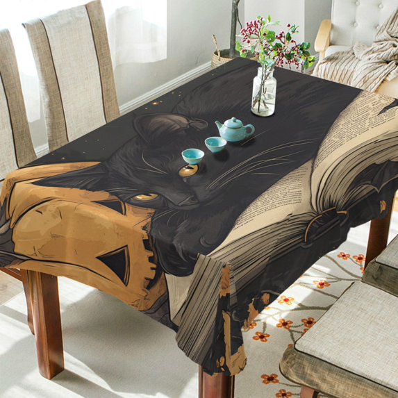 Yayeee Tablecloths 54" x 54" Rectangle Wrinkle Resistant Party Table Cover, Retro Halloween Cat