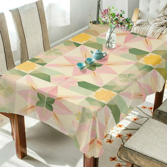 Yayeee Tablecloths 54" x 54" Rectangle Wrinkle Resistant Party Table Cover, Retro Pink Stars