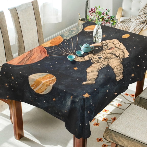 Yayeee Tablecloths 54" x 54" Rectangle Wrinkle Resistant Party Table Cover, Retro Watercolor Planet