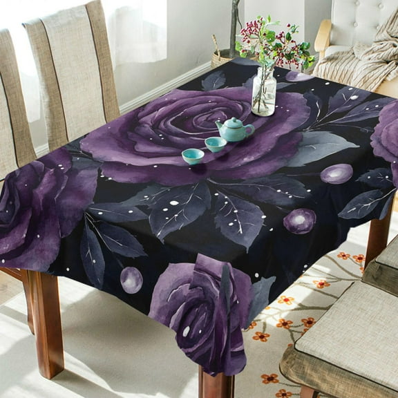 Yayeee Tablecloths 54" x 54" Rectangle Wrinkle Resistant Party Table Cover, Roses and Pearls