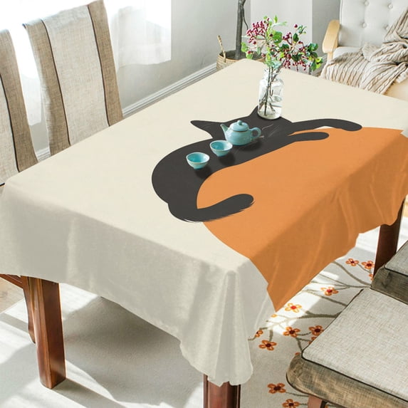 Yayeee Tablecloths 54" x 54" Rectangle Wrinkle Resistant Party Table Cover, Sleeping Black Cat