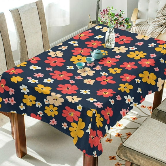 Yayeee Tablecloths 54" x 54" Rectangle Wrinkle Resistant Party Table Cover, Small Colorful Flower